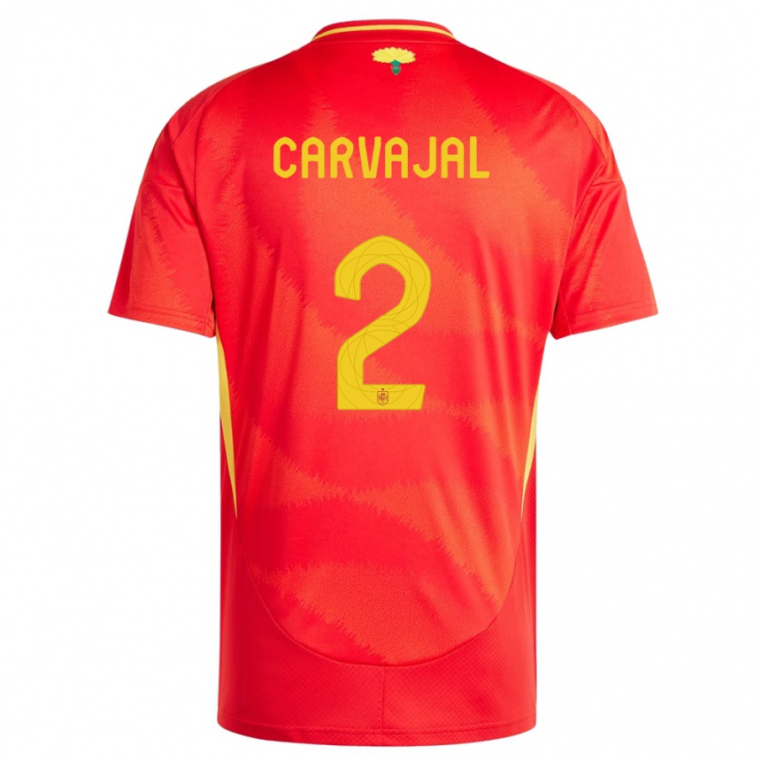 Herren Fußball Spanien Daniel Carvajal #2 Rot Heimtrikot Trikot 24-26 T-Shirt Luxemburg