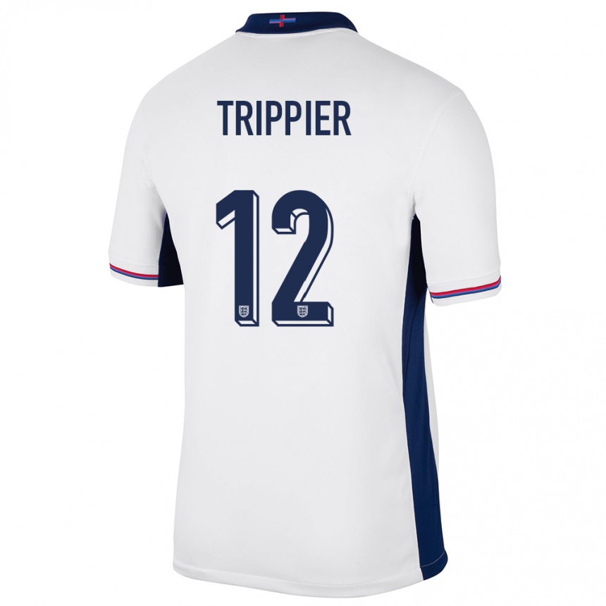 Herren Fußball England Kieran Trippier #12 Weiß Heimtrikot Trikot 24-26 T-Shirt Luxemburg