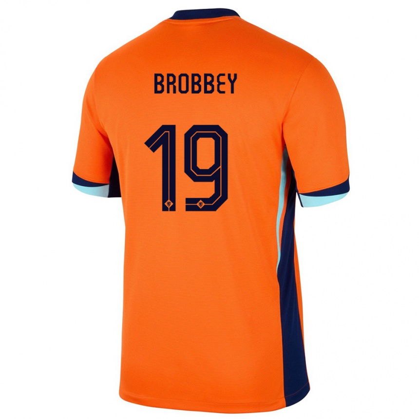 Herren Fußball Niederlande Brian Brobbey #19 Orange Heimtrikot Trikot 24-26 T-Shirt Luxemburg