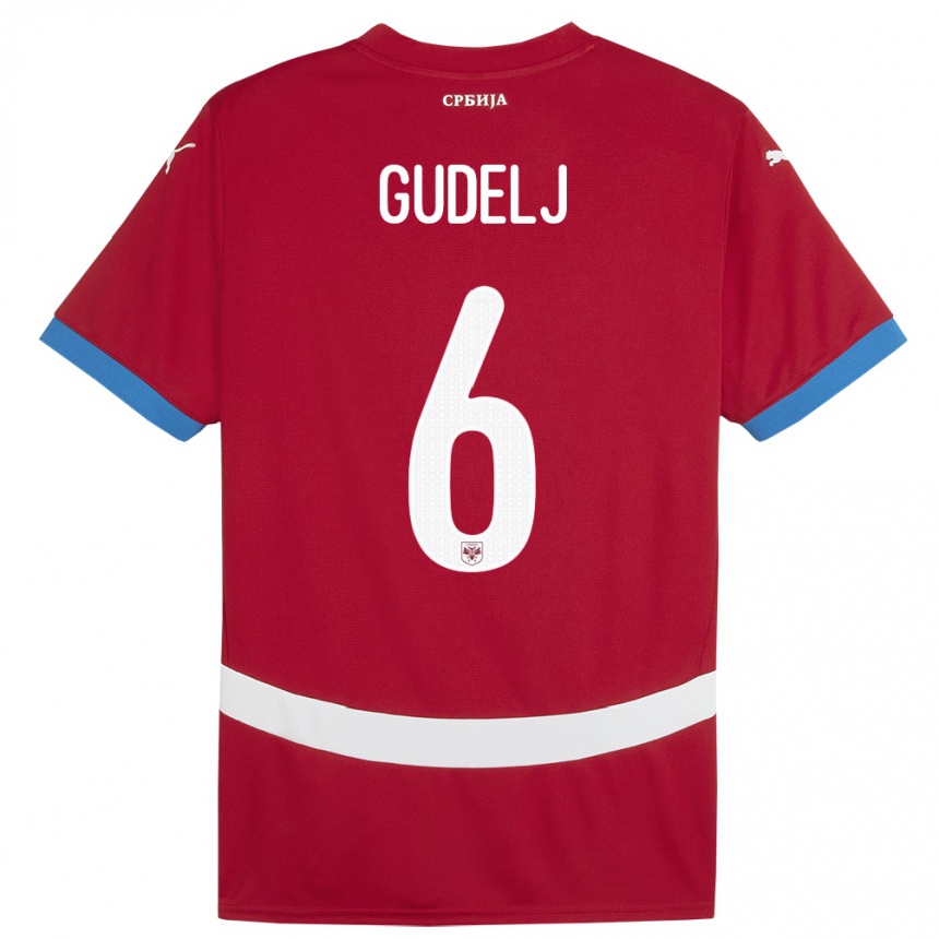 Herren Fußball Serbien Nemanja Gudelj #6 Rot Heimtrikot Trikot 24-26 T-Shirt Luxemburg