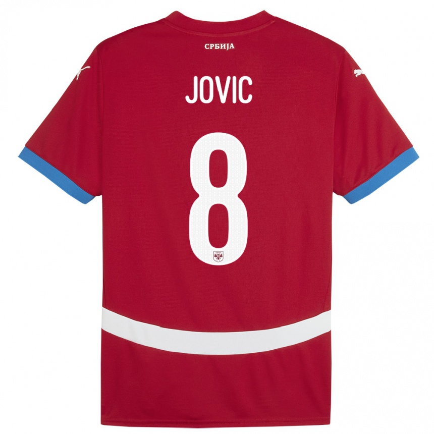 Herren Fußball Serbien Luka Jovic #8 Rot Heimtrikot Trikot 24-26 T-Shirt Luxemburg