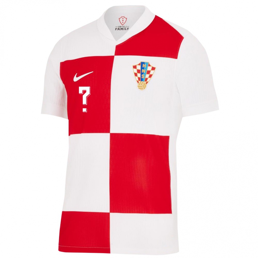 Herren Fußball Kroatien Ihren Namen #0 Weiß Rot Heimtrikot Trikot 24-26 T-Shirt Luxemburg