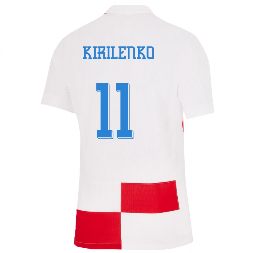 Herren Fußball Kroatien Ivana Kirilenko #11 Weiß Rot Heimtrikot Trikot 24-26 T-Shirt Luxemburg