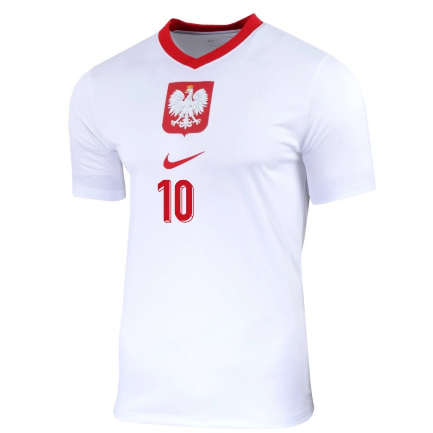 Herren Fußball Polen Grzegorz Krychowiak #10 Weiß Heimtrikot Trikot 24-26 T-Shirt Luxemburg