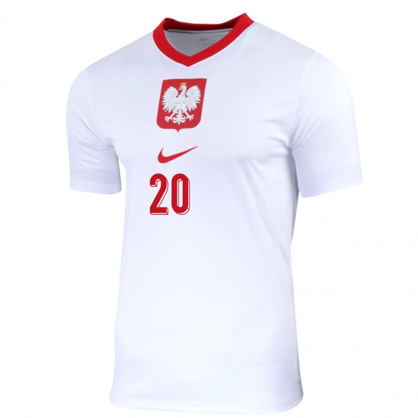 Herren Fußball Polen Kacper Duda #20 Weiß Heimtrikot Trikot 24-26 T-Shirt Luxemburg