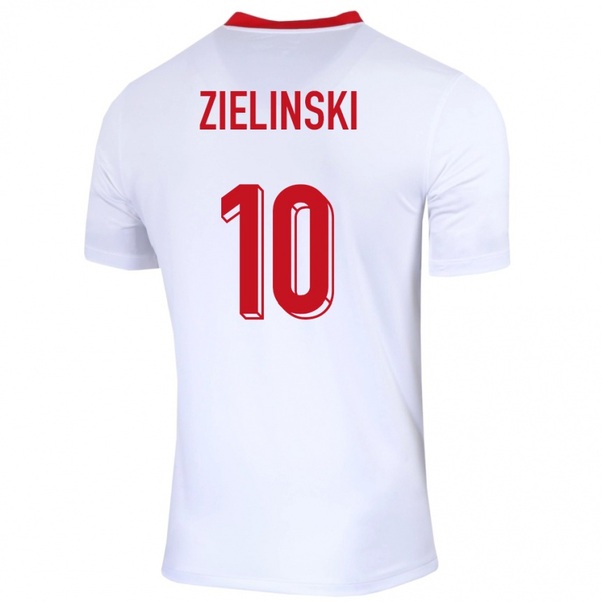 Herren Fußball Polen Piotr Zielinski #10 Weiß Heimtrikot Trikot 24-26 T-Shirt Luxemburg