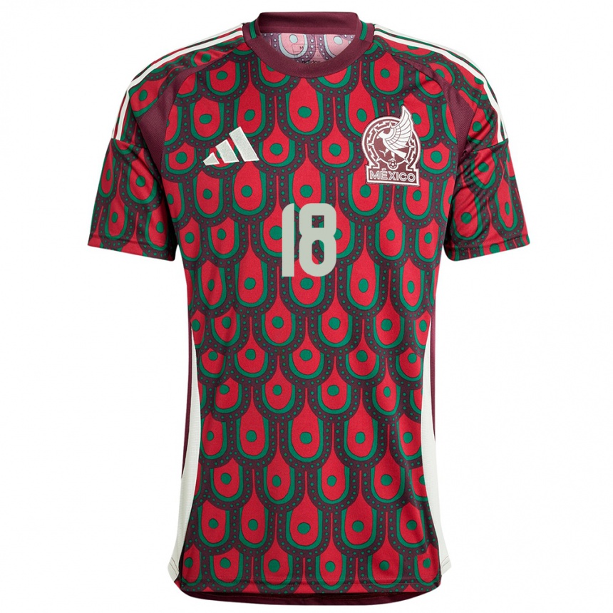 Herren Fußball Mexiko Eduardo Aguirre #18 Kastanienbraun Heimtrikot Trikot 24-26 T-Shirt Luxemburg