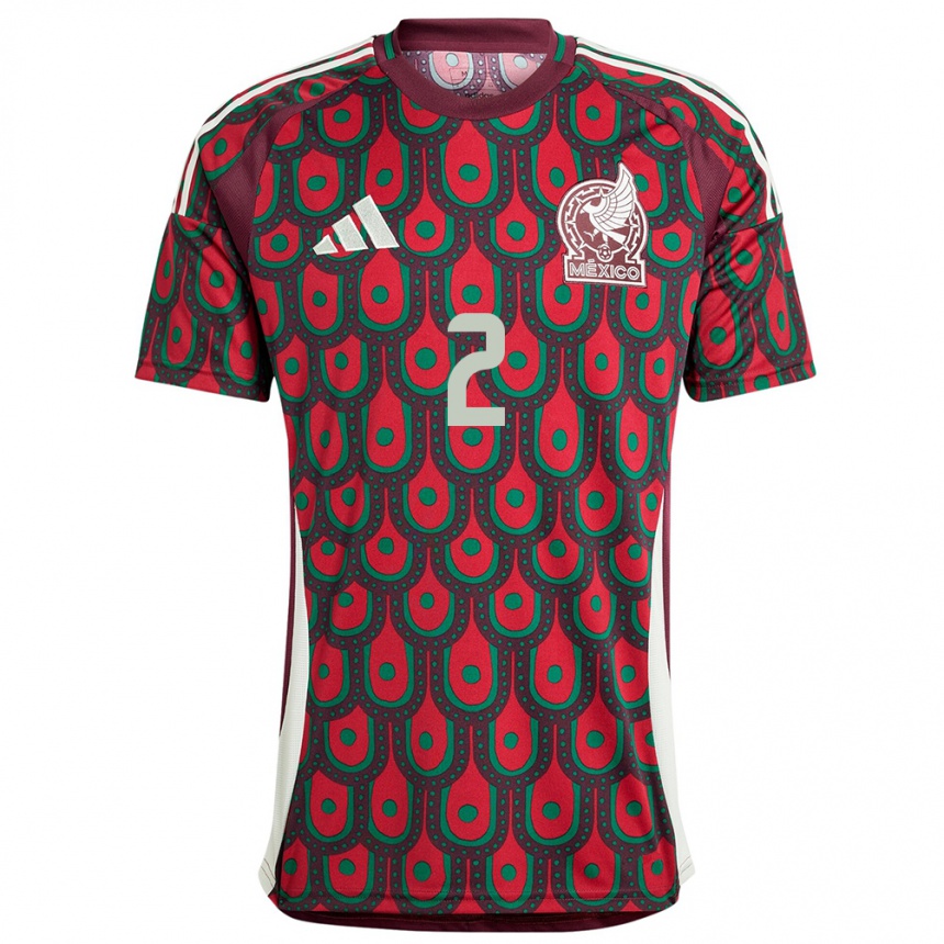 Herren Fußball Mexiko Nestor Araujo #2 Kastanienbraun Heimtrikot Trikot 24-26 T-Shirt Luxemburg