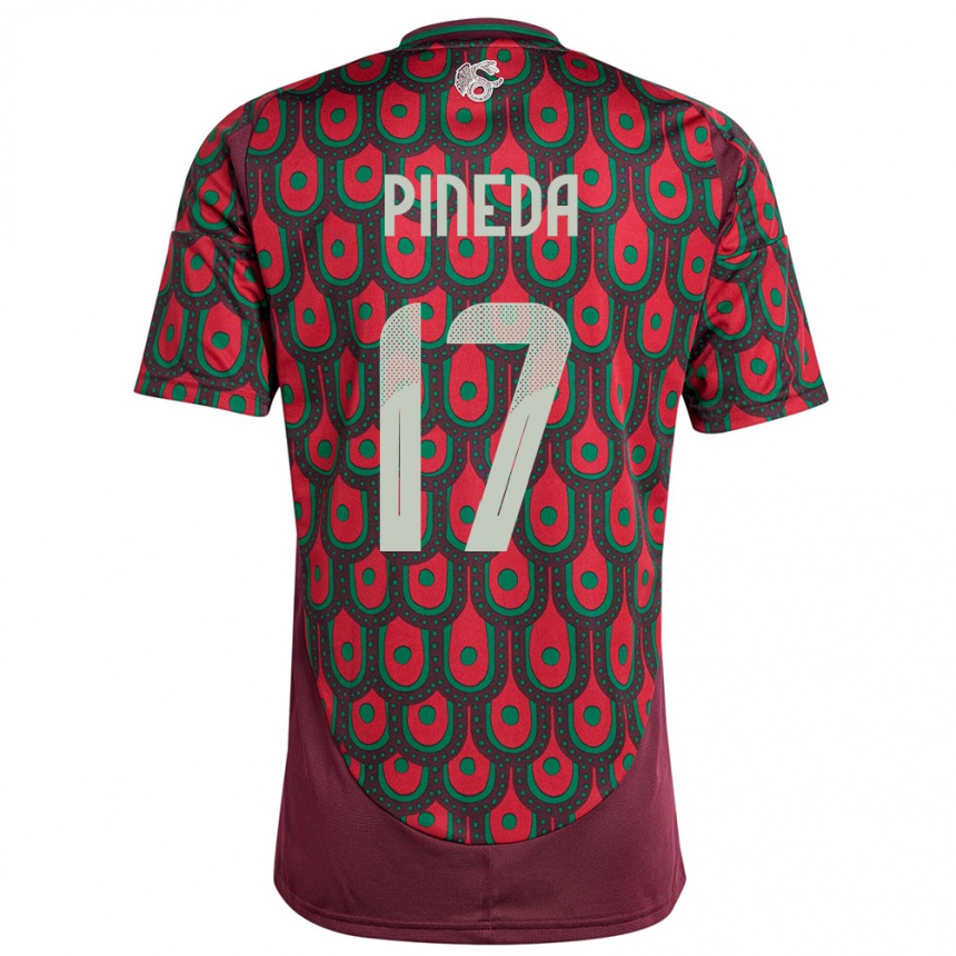 Herren Fußball Mexiko Orbelin Pineda #17 Kastanienbraun Heimtrikot Trikot 24-26 T-Shirt Luxemburg