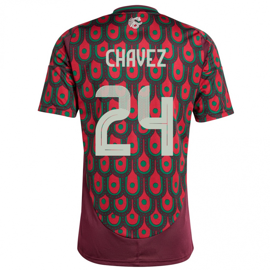 Herren Fußball Mexiko Luis Chavez #24 Kastanienbraun Heimtrikot Trikot 24-26 T-Shirt Luxemburg
