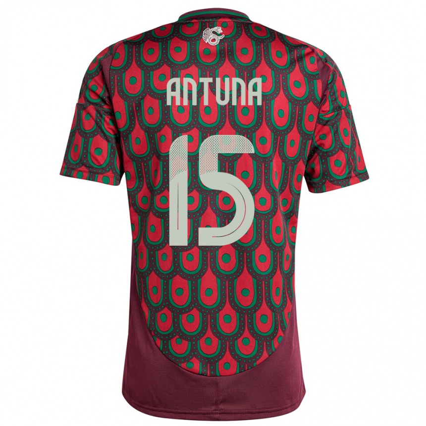 Herren Fußball Mexiko Uriel Antuna #15 Kastanienbraun Heimtrikot Trikot 24-26 T-Shirt Luxemburg