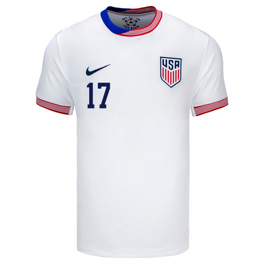 Herren Fußball Vereinigte Staaten Malik Tillman #17 Weiß Heimtrikot Trikot 24-26 T-Shirt Luxemburg