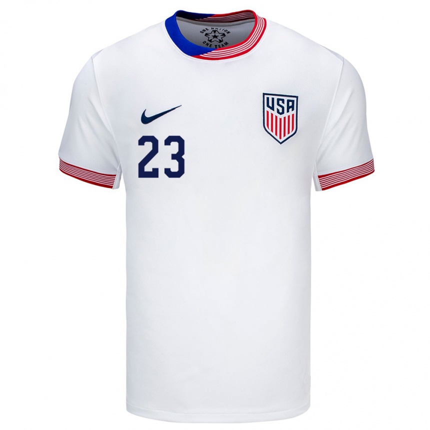 Herren Fußball Vereinigte Staaten Kellyn Acosta #23 Weiß Heimtrikot Trikot 24-26 T-Shirt Luxemburg