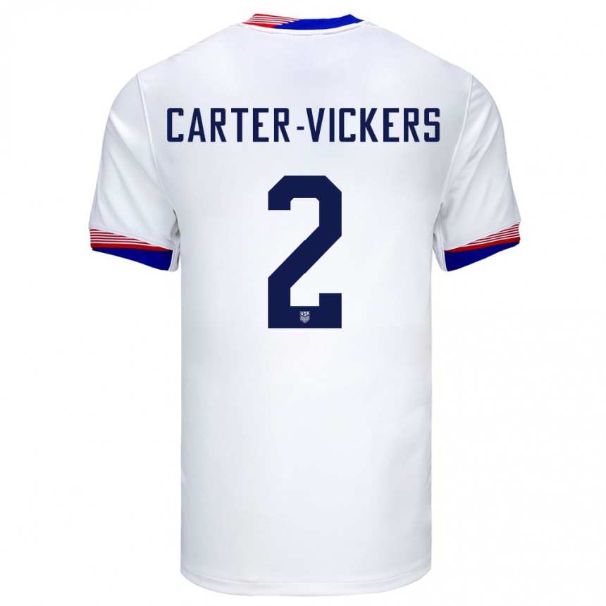 Herren Fußball Vereinigte Staaten Cameron Carter-Vickers #2 Weiß Heimtrikot Trikot 24-26 T-Shirt Luxemburg