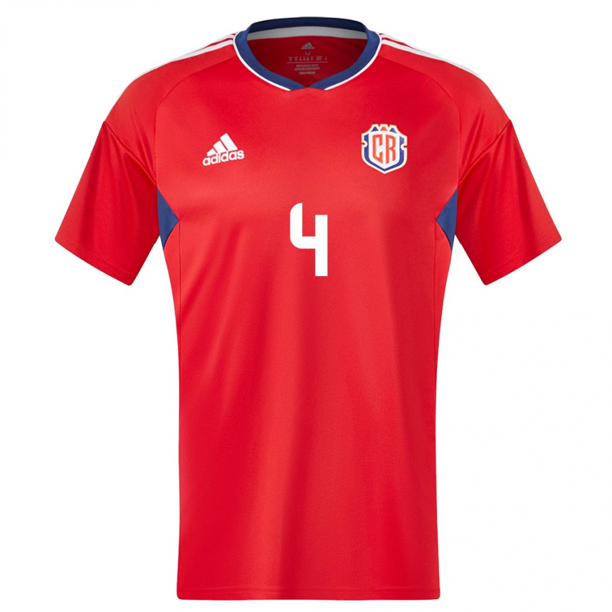 Herren Fußball Costa Rica Juan Pablo Vargas #4 Rot Heimtrikot Trikot 24-26 T-Shirt Luxemburg