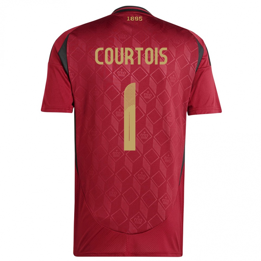 Herren Fußball Belgien Thibaut Courtois #1 Burgund Heimtrikot Trikot 24-26 T-Shirt Luxemburg