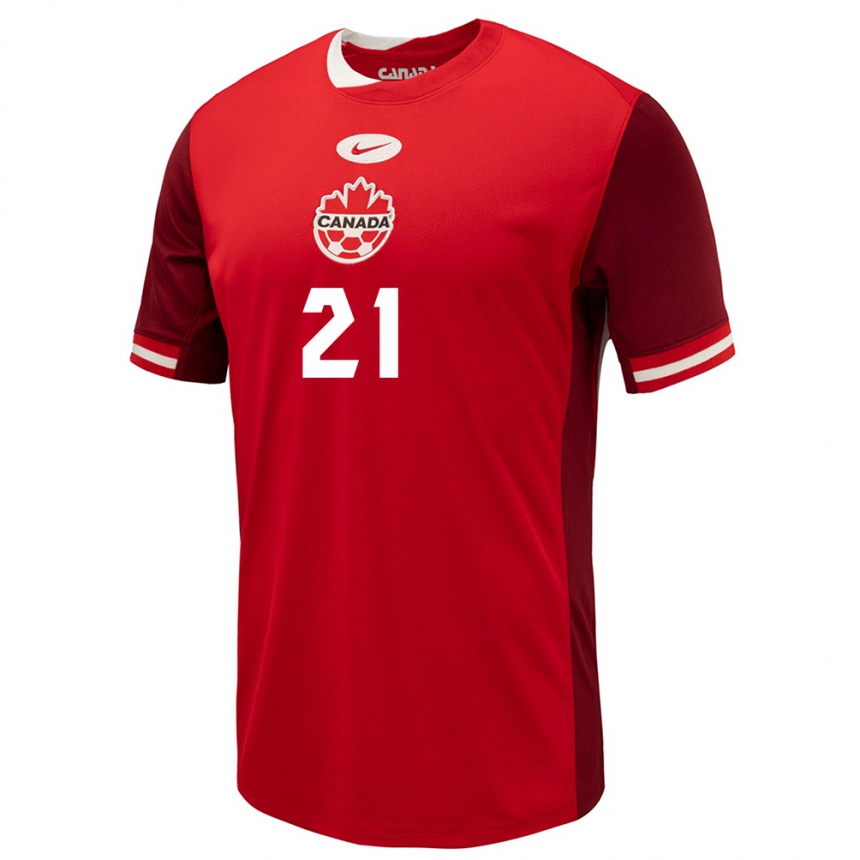 Herren Fußball Kanada Jonathan Osorio #21 Rot Heimtrikot Trikot 24-26 T-Shirt Luxemburg
