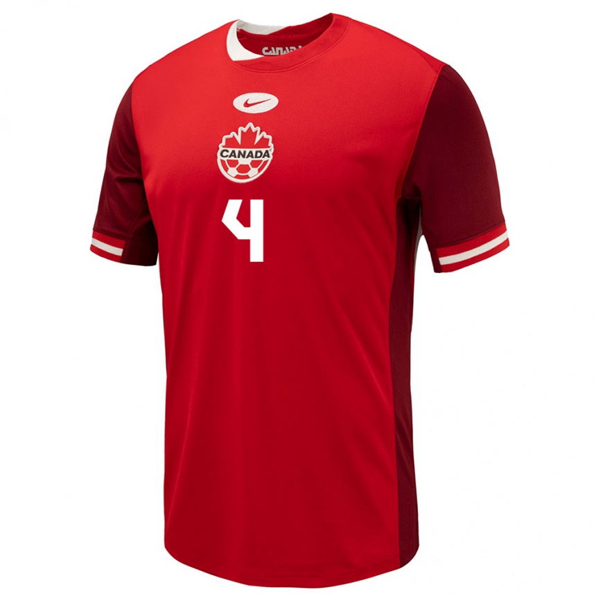 Herren Fußball Kanada Kamal Miller #4 Rot Heimtrikot Trikot 24-26 T-Shirt Luxemburg