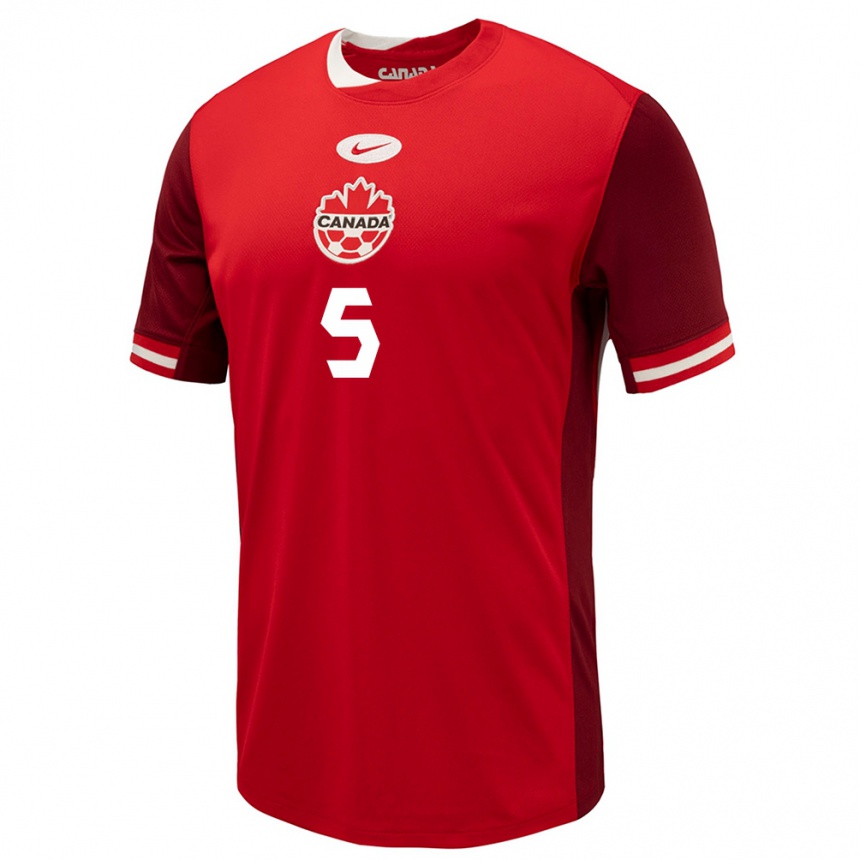 Herren Fußball Kanada Joel Waterman #5 Rot Heimtrikot Trikot 24-26 T-Shirt Luxemburg