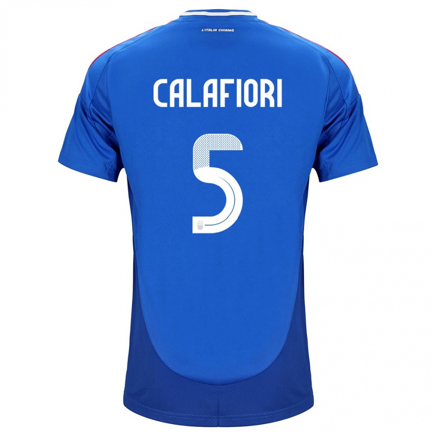 Herren Fußball Italien Riccardo Calafiori #5 Blau Heimtrikot Trikot 24-26 T-Shirt Luxemburg