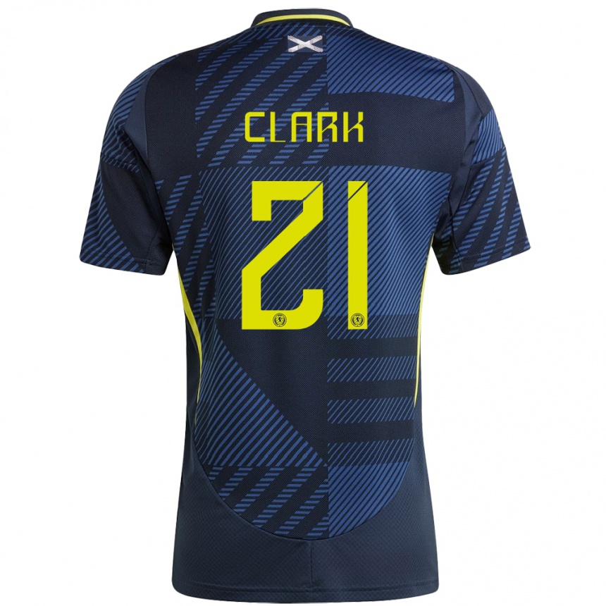 Herren Fußball Schottland Zander Clark #21 Dunkelblau Heimtrikot Trikot 24-26 T-Shirt Luxemburg