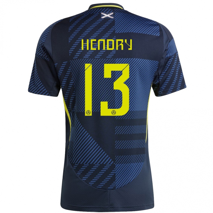 Herren Fußball Schottland Jack Hendry #13 Dunkelblau Heimtrikot Trikot 24-26 T-Shirt Luxemburg