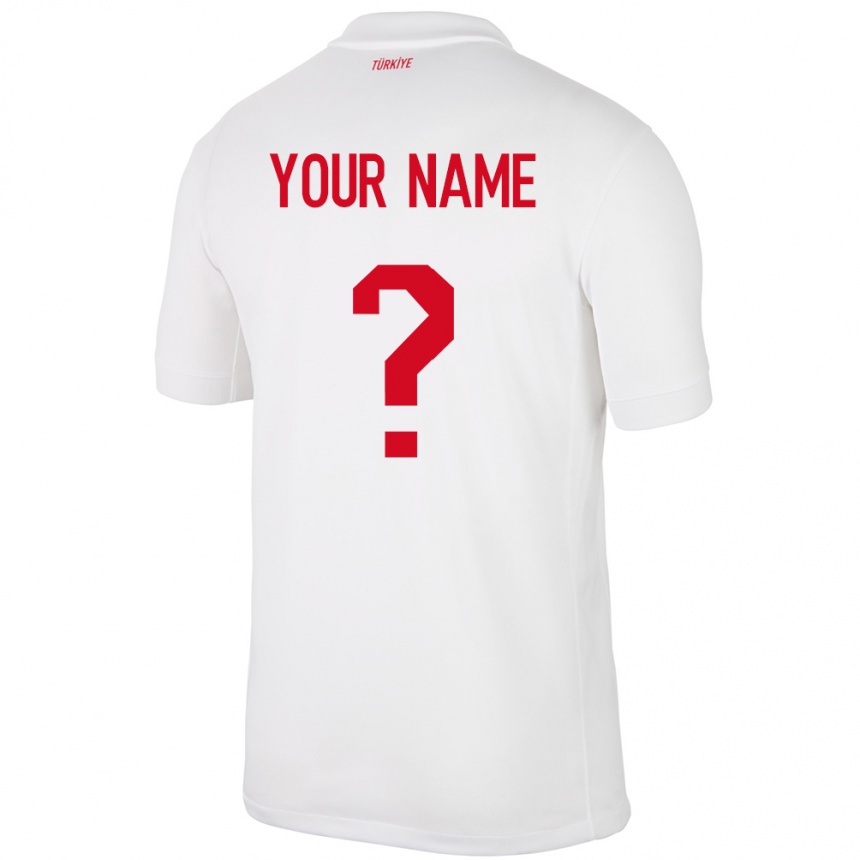 Herren Fußball Türkei Ihren Namen #0 Weiß Heimtrikot Trikot 24-26 T-Shirt Luxemburg