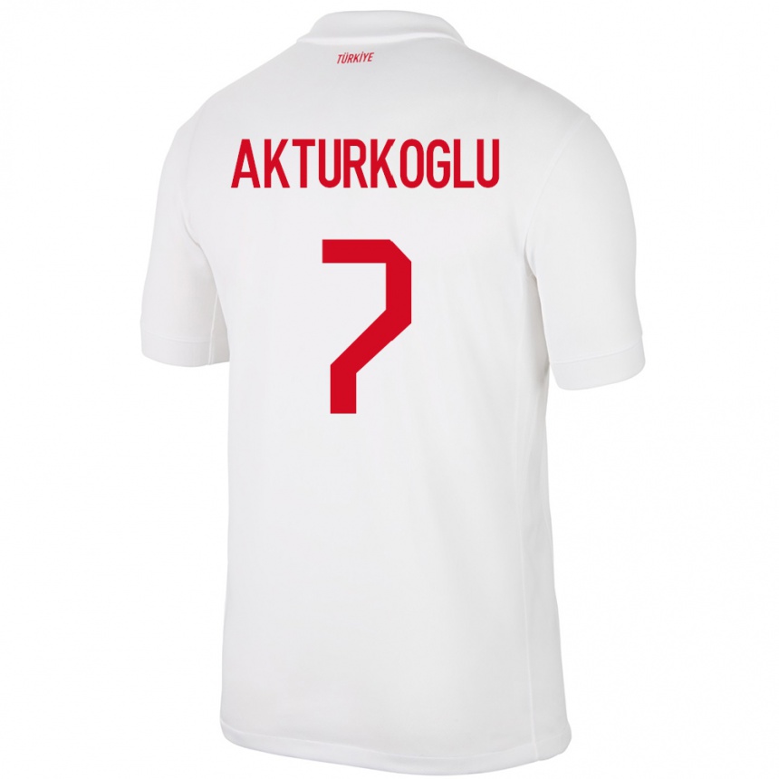 Herren Fußball Türkei Kerem Aktürkoğlu #7 Weiß Heimtrikot Trikot 24-26 T-Shirt Luxemburg