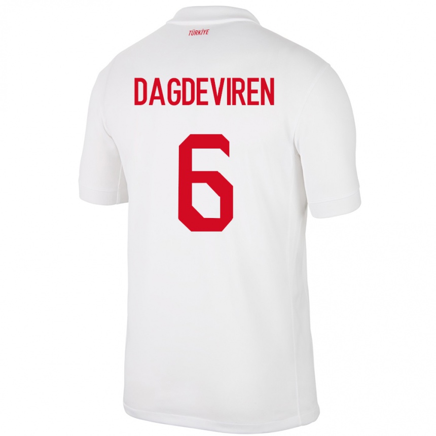 Herren Fußball Türkei Diren Dağdeviren #6 Weiß Heimtrikot Trikot 24-26 T-Shirt Luxemburg