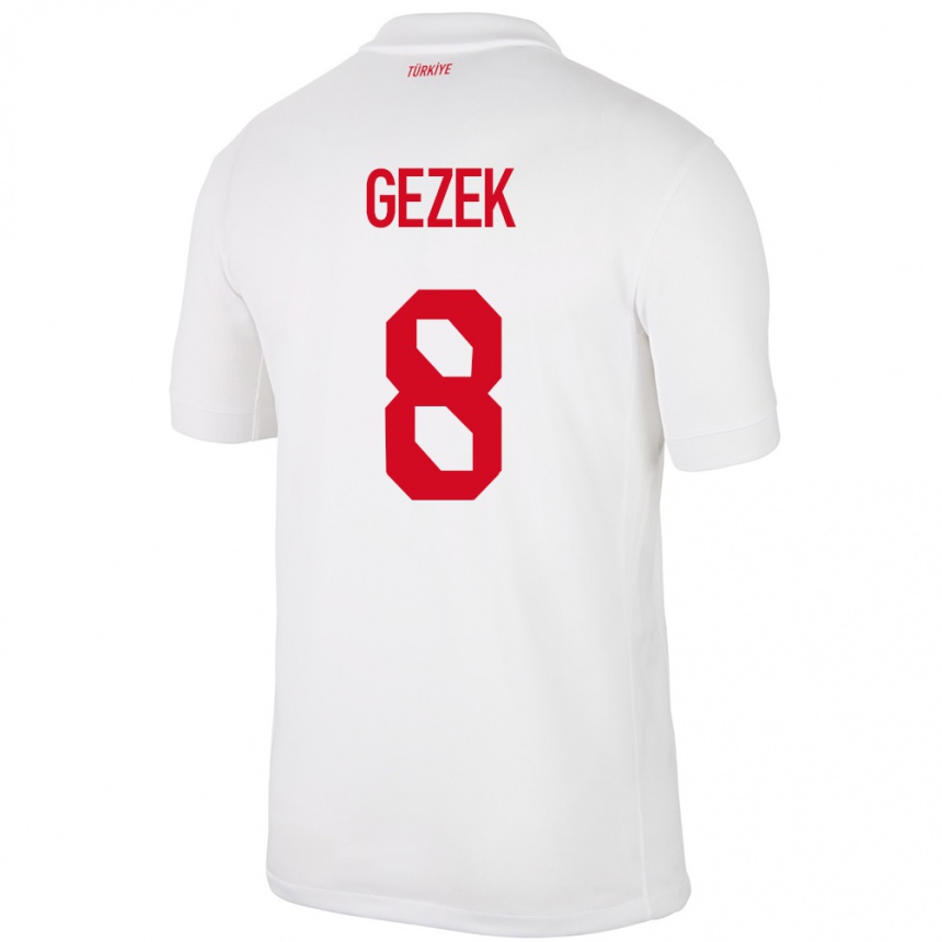 Herren Fußball Türkei Baran Gezek #8 Weiß Heimtrikot Trikot 24-26 T-Shirt Luxemburg