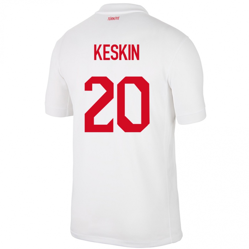 Herren Fußball Türkei Elif Keskin #20 Weiß Heimtrikot Trikot 24-26 T-Shirt Luxemburg