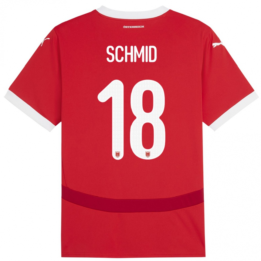 Herren Fußball Österreich Romano Schmid #18 Rot Heimtrikot Trikot 24-26 T-Shirt Luxemburg