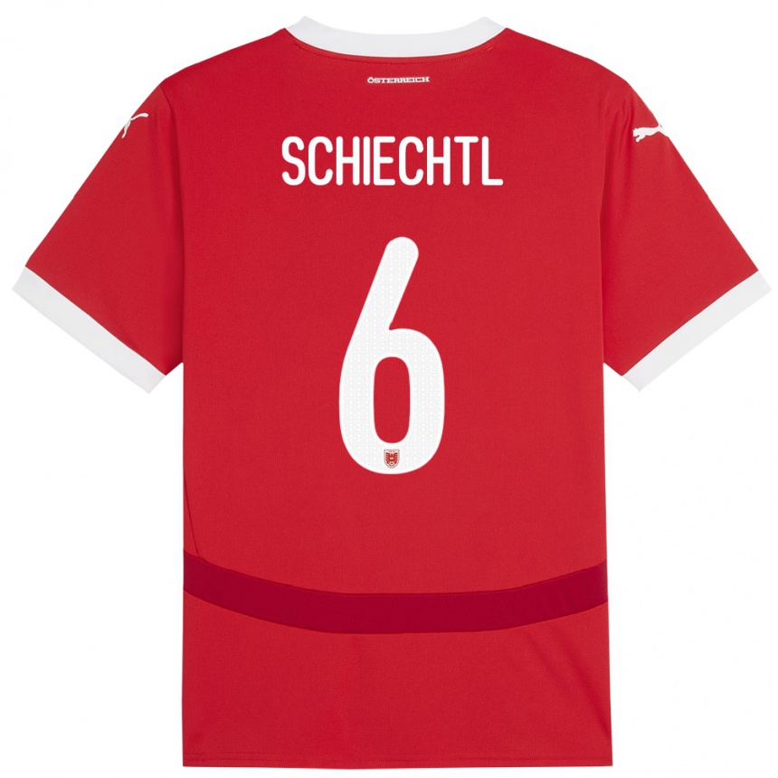 Herren Fußball Österreich Katharina Schiechtl #6 Rot Heimtrikot Trikot 24-26 T-Shirt Luxemburg