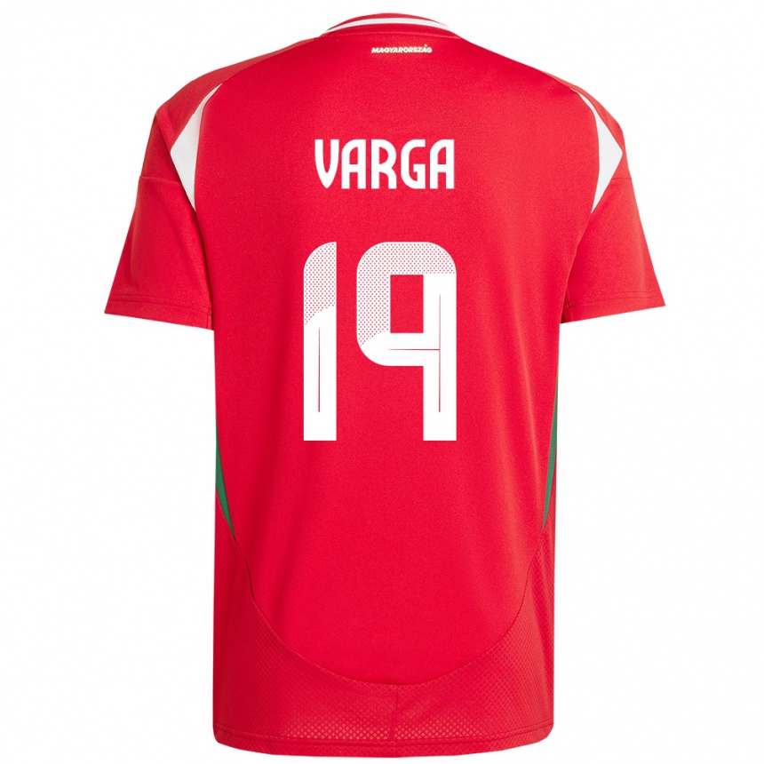 Herren Fußball Ungarn Barnabás Varga #19 Rot Heimtrikot Trikot 24-26 T-Shirt Luxemburg