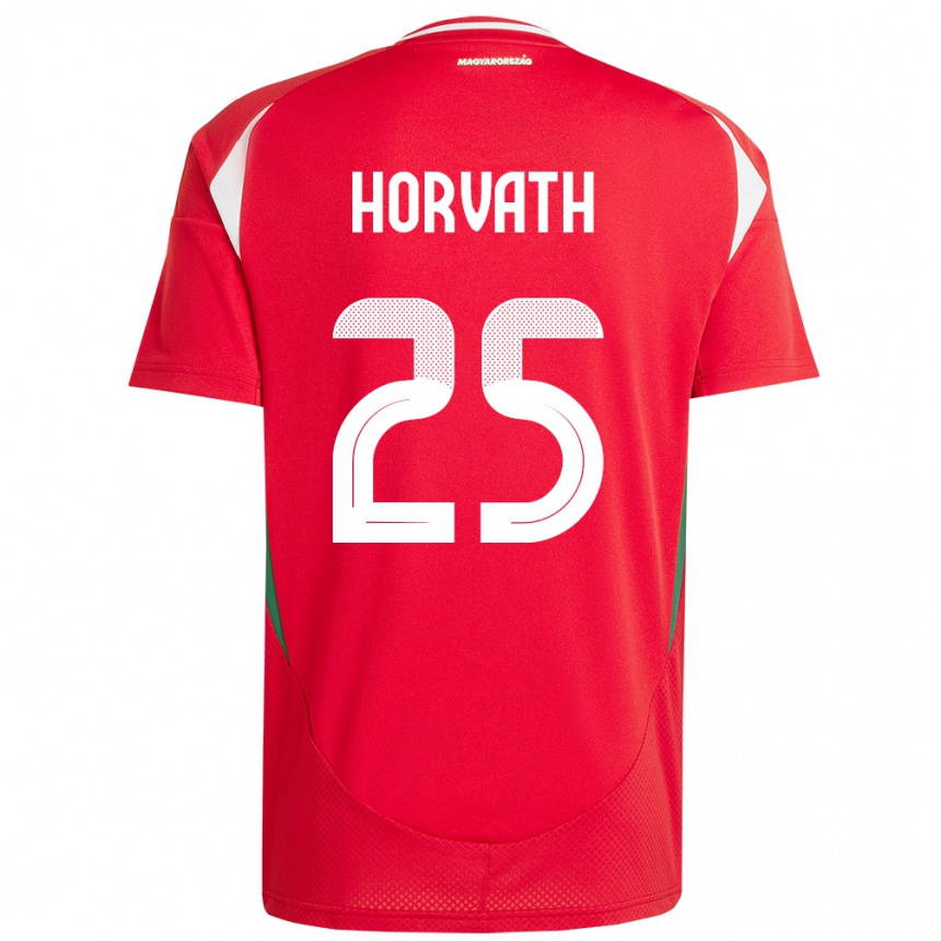 Herren Fußball Ungarn Krisztofer Horváth #25 Rot Heimtrikot Trikot 24-26 T-Shirt Luxemburg