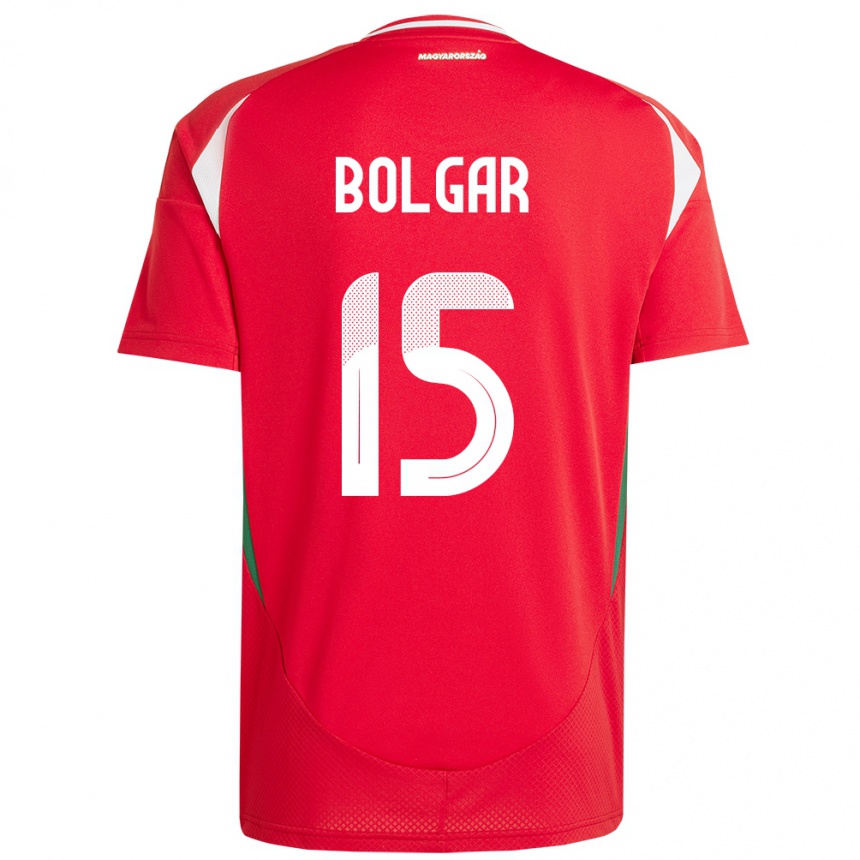 Herren Fußball Ungarn Botond Bolgár #15 Rot Heimtrikot Trikot 24-26 T-Shirt Luxemburg