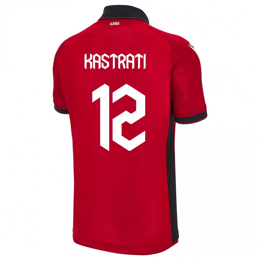 Herren Fußball Albanien Elhan Kastrati #12 Rot Heimtrikot Trikot 24-26 T-Shirt Luxemburg