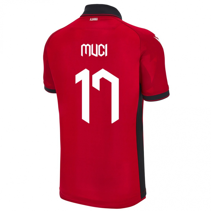 Herren Fußball Albanien Ernest Muci #17 Rot Heimtrikot Trikot 24-26 T-Shirt Luxemburg