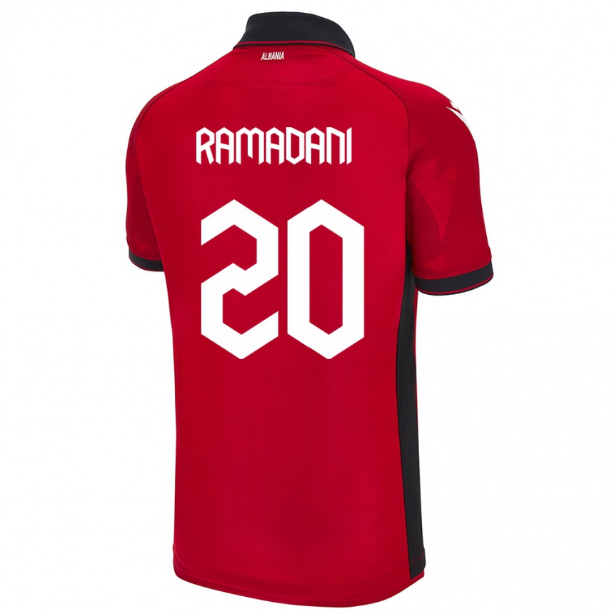 Herren Fußball Albanien Ylber Ramadani #20 Rot Heimtrikot Trikot 24-26 T-Shirt Luxemburg