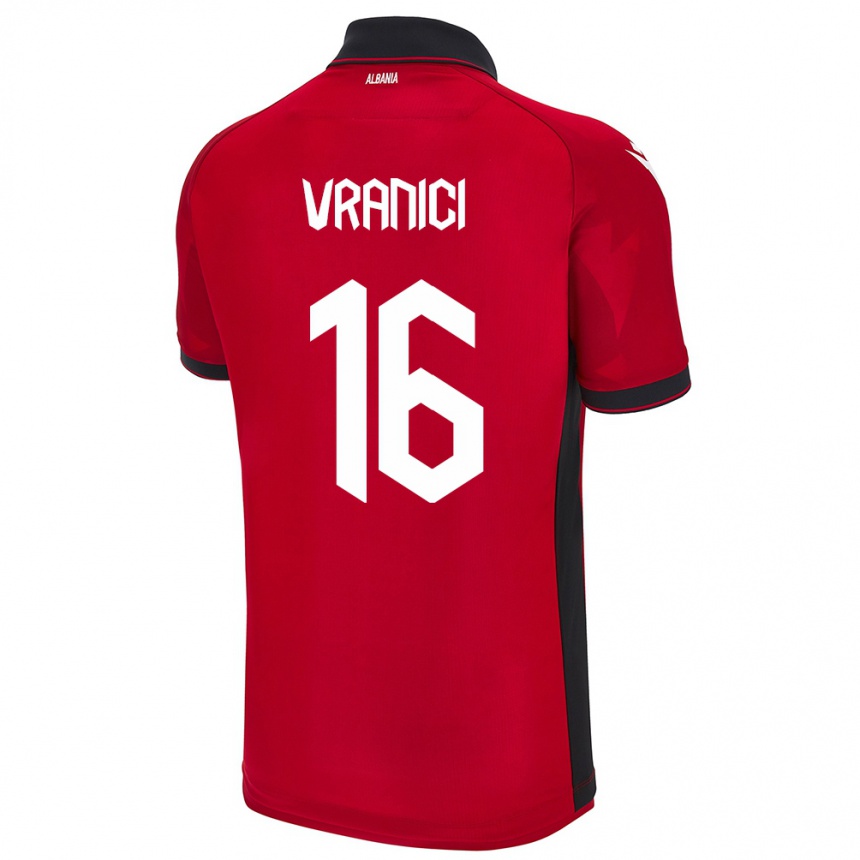 Herren Fußball Albanien Dean Vranici #16 Rot Heimtrikot Trikot 24-26 T-Shirt Luxemburg