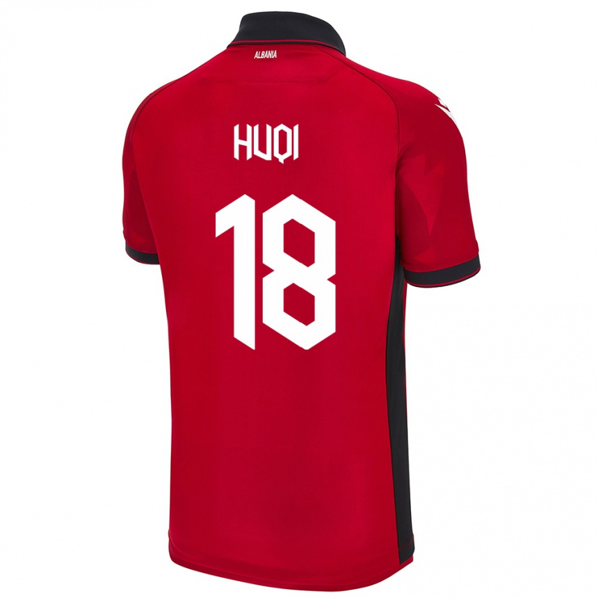 Herren Fußball Albanien Mattia Huqi #18 Rot Heimtrikot Trikot 24-26 T-Shirt Luxemburg