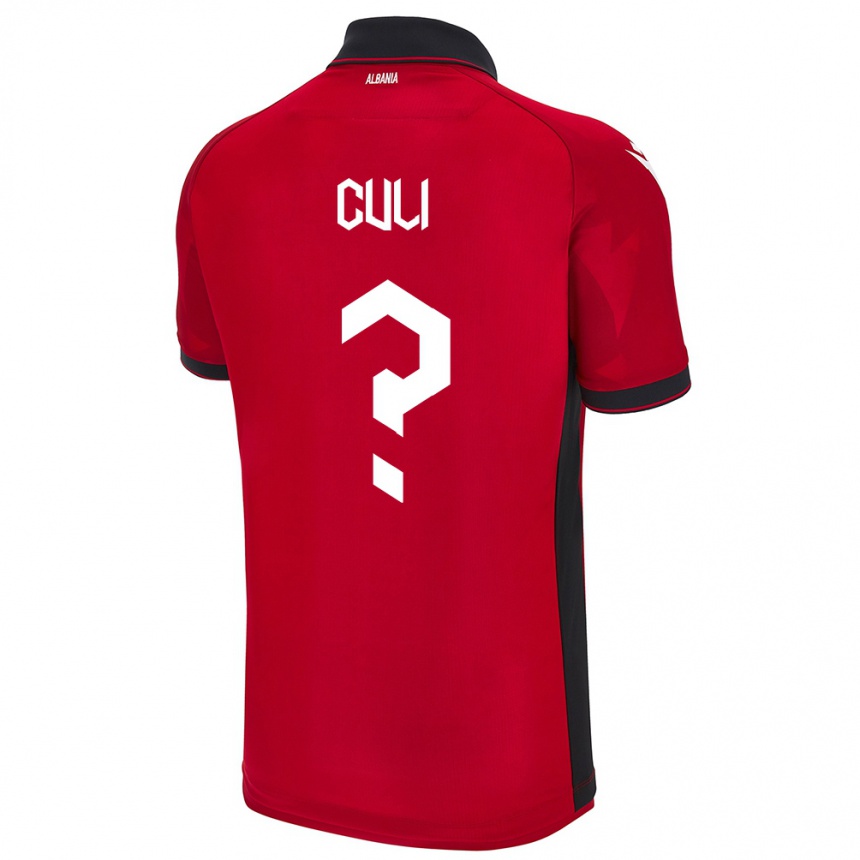 Herren Fußball Albanien Daniel Culi #0 Rot Heimtrikot Trikot 24-26 T-Shirt Luxemburg