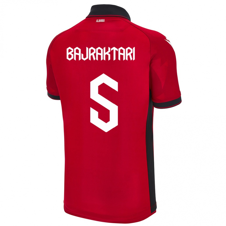 Herren Fußball Albanien Arbiona Bajraktari #5 Rot Heimtrikot Trikot 24-26 T-Shirt Luxemburg