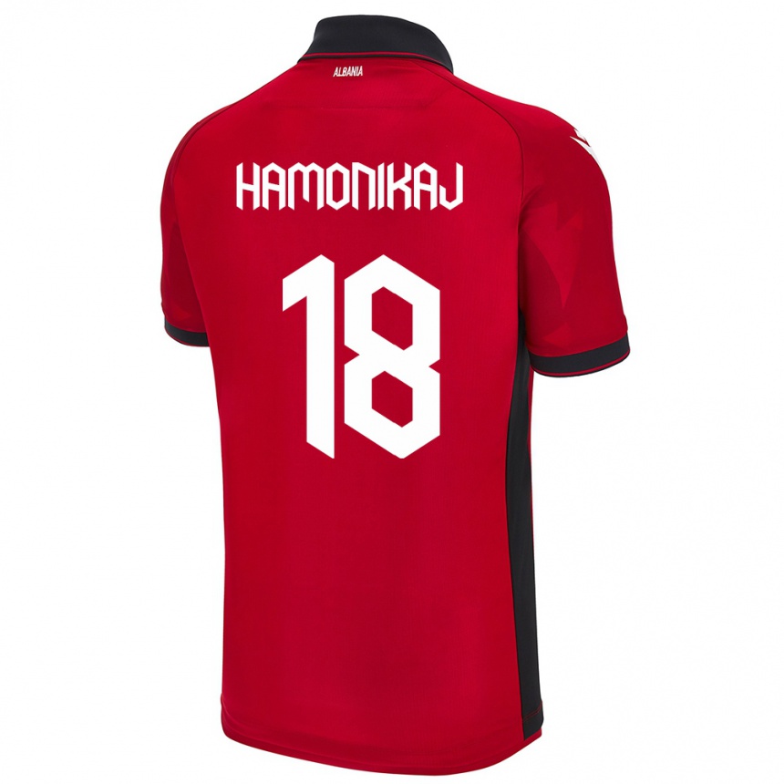 Herren Fußball Albanien Klea Hamonikaj #18 Rot Heimtrikot Trikot 24-26 T-Shirt Luxemburg