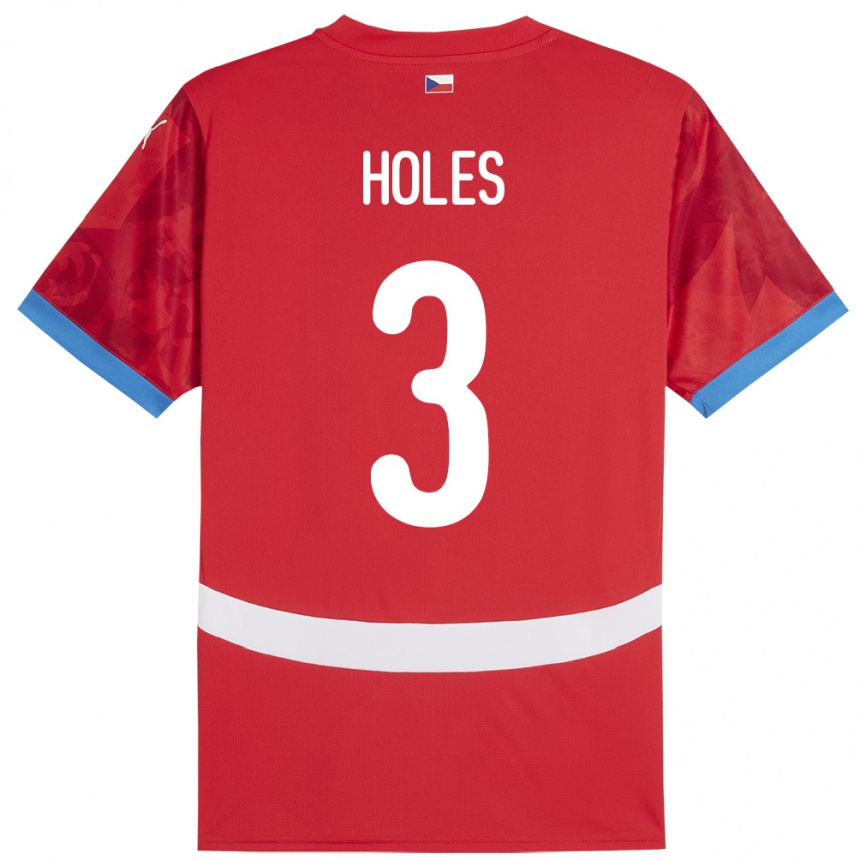 Herren Fußball Tschechien Tomas Holes #3 Rot Heimtrikot Trikot 24-26 T-Shirt Luxemburg