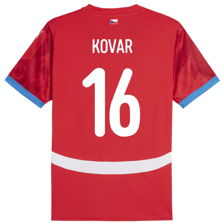 Herren Fußball Tschechien Matej Kovar #16 Rot Heimtrikot Trikot 24-26 T-Shirt Luxemburg