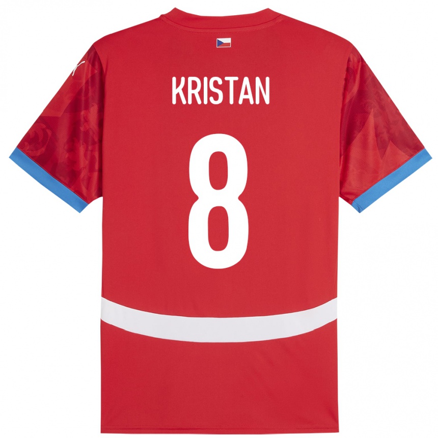 Herren Fußball Tschechien Jakub Kristan #8 Rot Heimtrikot Trikot 24-26 T-Shirt Luxemburg