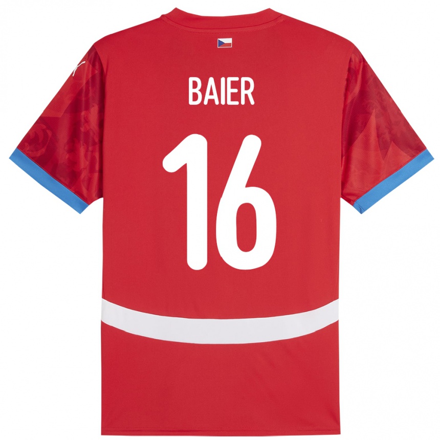 Herren Fußball Tschechien Viktor Baier #16 Rot Heimtrikot Trikot 24-26 T-Shirt Luxemburg