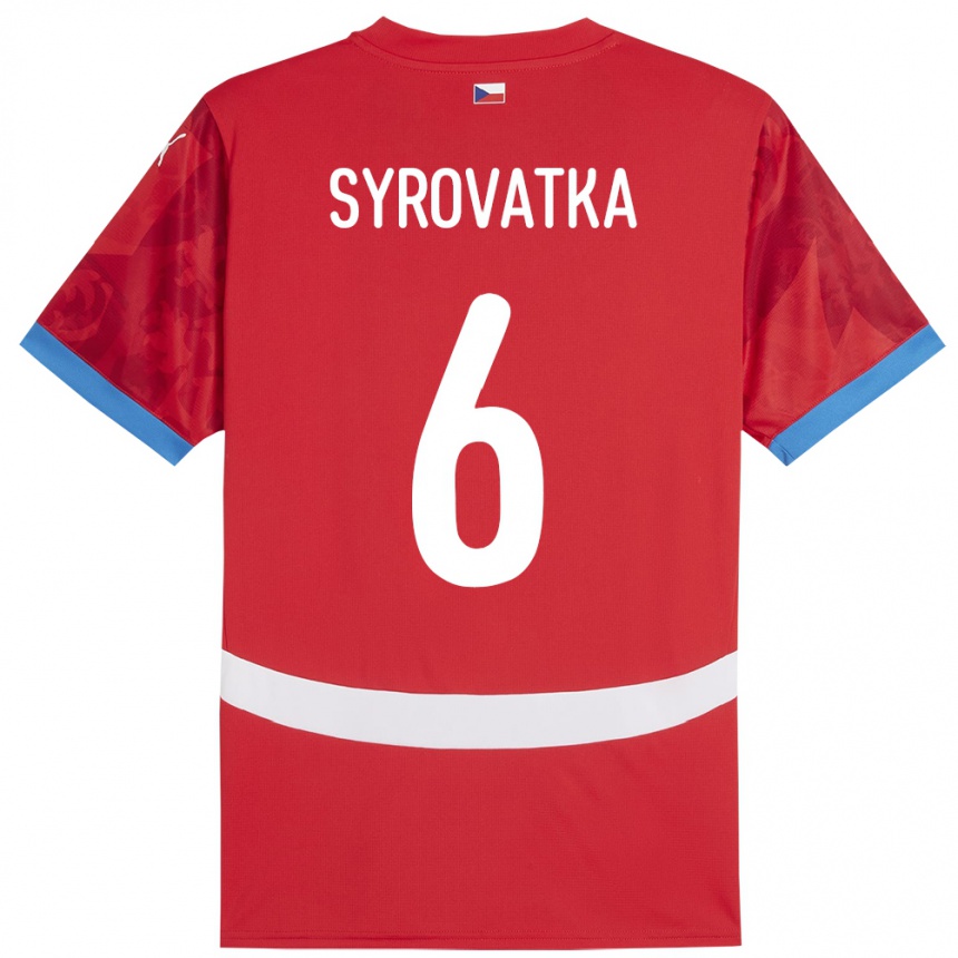 Herren Fußball Tschechien Matyas Syrovatka #6 Rot Heimtrikot Trikot 24-26 T-Shirt Luxemburg