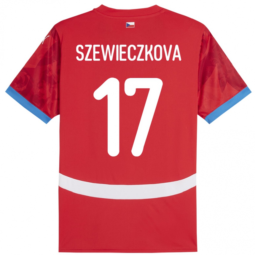 Herren Fußball Tschechien Tereza Szewieczková #17 Rot Heimtrikot Trikot 24-26 T-Shirt Luxemburg